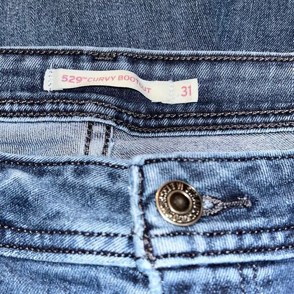 Levi’s 529 Curvy Bootcut Jeans W31 L32 Mid Rise Stretch Denim Blue - Picture 5 of 8